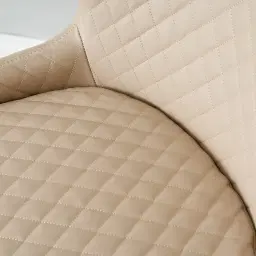 Quinn Sand Beige Vegan Leather Dining Chair - Black Legs