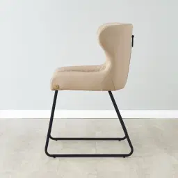 Quinn Sand Beige Vegan Leather Dining Chair - Black Legs