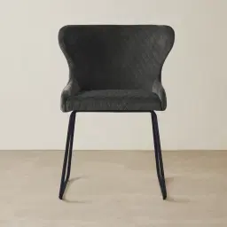 Quinn Charcoal Velvet Dining Chair - Black Legs