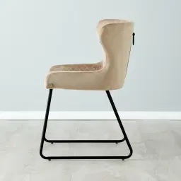 Quinn Beige Velvet Dining Chair - Black Legs