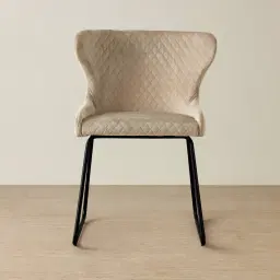 Quinn Beige Velvet Dining Chair - Black Legs
