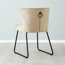 Quinn Beige Velvet Dining Chair - Black Legs
