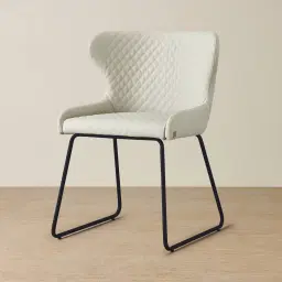 Quinn Cloud Grey Vegan Leather Dining Chair - Black Legs