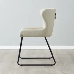 Quinn Cloud Grey Vegan Leather Dining Chair - Black Legs