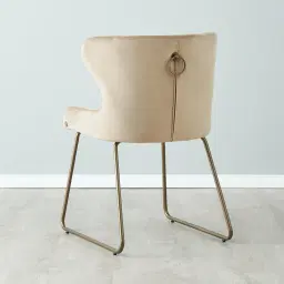 Quinn Beige Velvet Dining Chair - Brass Colour Legs