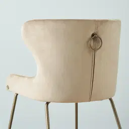 Quinn Beige Velvet Dining Chair - Brass Colour Legs