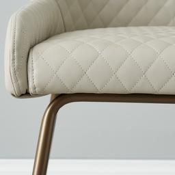Quinn Cloud Grey Vegan Leather Dining Chair - Brass Colour Legs
