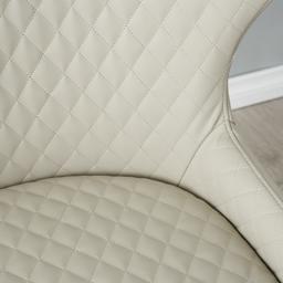 Quinn Cloud Grey Vegan Leather Dining Chair - Brass Colour Legs