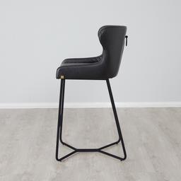 Quinn Black Vegan Leather Bar Stool - Black Legs