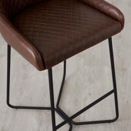Quinn Brown Vegan Leather Bar Stool - Black Legs
