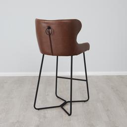 Quinn Brown Vegan Leather Bar Stool - Black Legs