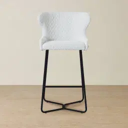 Quinn Cream Boucle Bar Stool - Black Legs