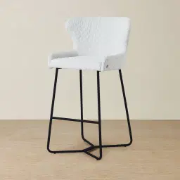 Quinn Cream Boucle Bar Stool - Black Legs