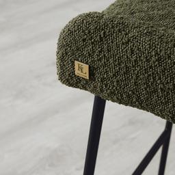 Quinn Olive Green Boucle Bar Stool - Black Legs