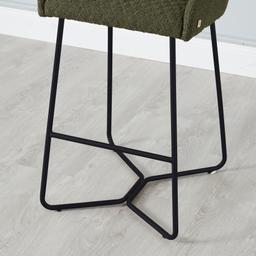 Quinn Olive Green Boucle Bar Stool - Black Legs
