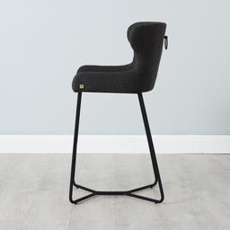 Quinn Charcoal Boucle Bar Stool - Black Legs