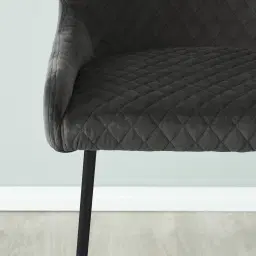 Quinn Charcoal Velvet Bar Stool - Black Legs