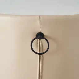 Quinn Sand Beige Vegan Leather Bar Stool - Black Legs