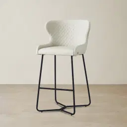 Quinn Cloud Grey Vegan Leather Bar Stool - Black Legs