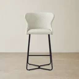 Quinn Cloud Grey Vegan Leather Bar Stool - Black Legs