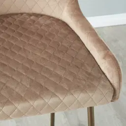 Quinn Beige Velvet Barstool - Brass Colour Legs