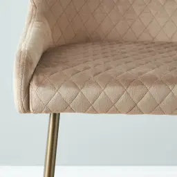 Quinn Beige Velvet Barstool - Brass Colour Legs