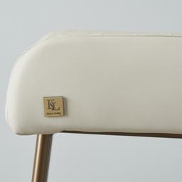 Quinn Cloud Grey Vegan Leather Bar Stool - Brass Colour Legs