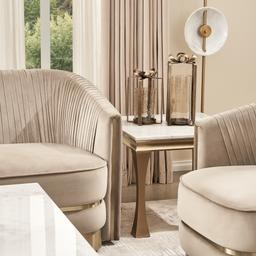 Melody Marble Side Table - Brushed Champagne Gold Legs
