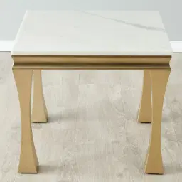 Melody Marble Side Table - Brushed Champagne Gold Legs
