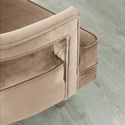 Burton Beige Velvet Swivel Occasional Chair - Brushed Champagne Gold Stainless Steel Legs