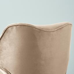 Burton Beige Velvet Swivel Occasional Chair - Brushed Champagne Gold Stainless Steel Legs