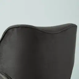 Burton Charcoal Velvet Swivel Occasional Chair - Brushed Black Nickel Stainless Steel Legs