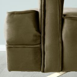 Burton Olive Green Velvet Swivel Occasional Chair - Brushed Champagne Gold Stainless Steel Legs