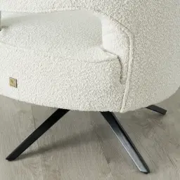 Burton Cream Boucle Swivel Occasional Chair - Black Metal Legs