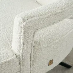 Burton Cream Boucle Swivel Occasional Chair - Black Metal Legs