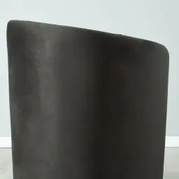 Reina Asymmetrical Charcoal Velvet Chair - Brushed Black Nickel Stainless Steel Legs Left Apex