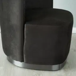 Reina Asymmetrical Charcoal Velvet Chair - Brushed Black Nickel Stainless Steel Legs Left Apex