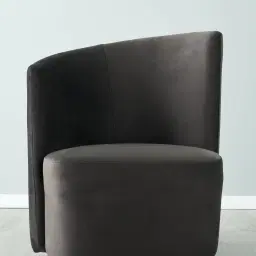Reina Asymmetrical Charcoal Velvet Chair - Brushed Black Nickel Stainless Steel Legs Left Apex