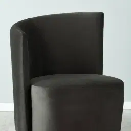 Reina Asymmetrical Charcoal Velvet Chair - Brushed Black Nickel Stainless Steel Legs Left Apex