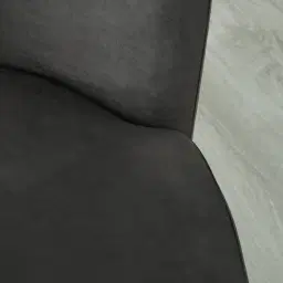 Reina Asymmetrical Charcoal Velvet Chair - Brushed Black Nickel Stainless Steel Legs Left Apex