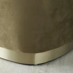 Reina Asymmetrical Olive Green Velvet Chair - Brushed Champagne Gold Stainless Steel Legs Left Apex