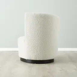 Reina Asymmetrical Cream Boucle Chair - Black Metal Legs Left Apex