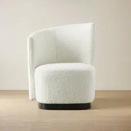 Reina Asymmetrical Cream Boucle Chair - Black Metal Legs Left Apex