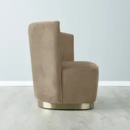 Reina Asymmetrical Beige Velvet Chair - Brushed Champagne Gold Stainless Steel Legs Right Apex