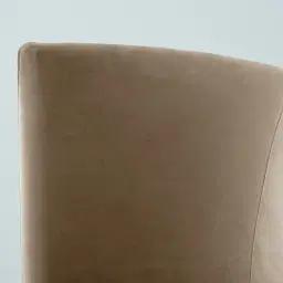 Reina Asymmetrical Beige Velvet Chair - Brushed Champagne Gold Stainless Steel Legs Right Apex