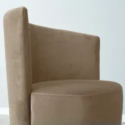 Reina Asymmetrical Beige Velvet Chair - Brushed Champagne Gold Stainless Steel Legs Right Apex