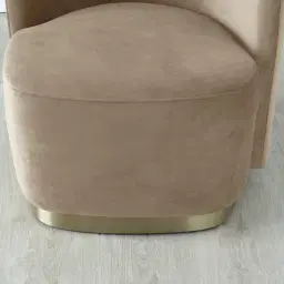 Reina Asymmetrical Beige Velvet Chair - Brushed Champagne Gold Stainless Steel Legs Right Apex