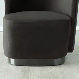 Reina Asymmetrical Charcoal Velvet Chair - Brushed Black Nickel Stainless Steel Legs Right Apex