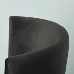 Reina Asymmetrical Charcoal Velvet Chair - Brushed Black Nickel Stainless Steel Legs Right Apex