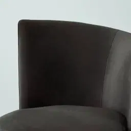 Reina Asymmetrical Charcoal Velvet Chair - Brushed Black Nickel Stainless Steel Legs Right Apex